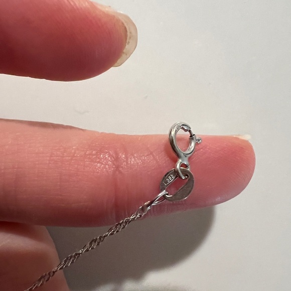 1.0 mm 14k solid rope necklace chain with a small 14k pendant. - Picture 4 of 6